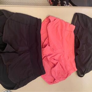 Lululemon Black and peach Workout Shorts Set